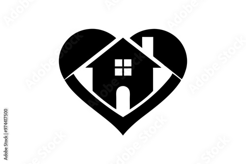 Human Hearth Home Care Logo Design Icon Creative silhouette black Vector Illustration