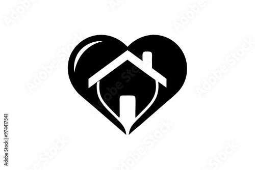 Human Hearth Home Care Logo Design Icon Creative silhouette black Vector Illustration