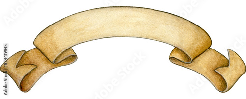 Wallpaper Mural Watercolor hand drawn vintage scroll banner Torontodigital.ca