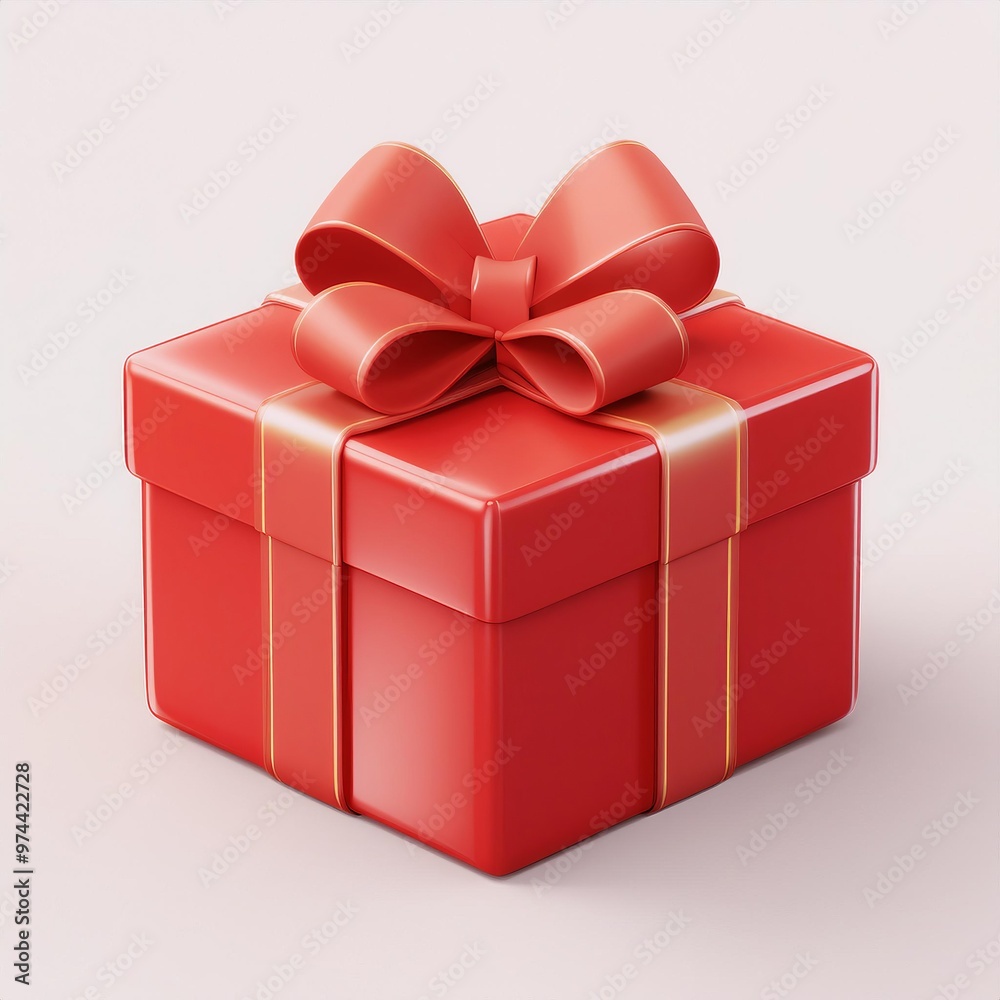 Fototapeta premium 3d cartoon red gift box with blank white background