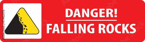 falling rocks danger red color sign vector.eps