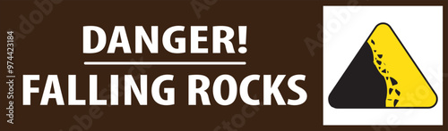 Falling rocks danger sign notice vector.eps