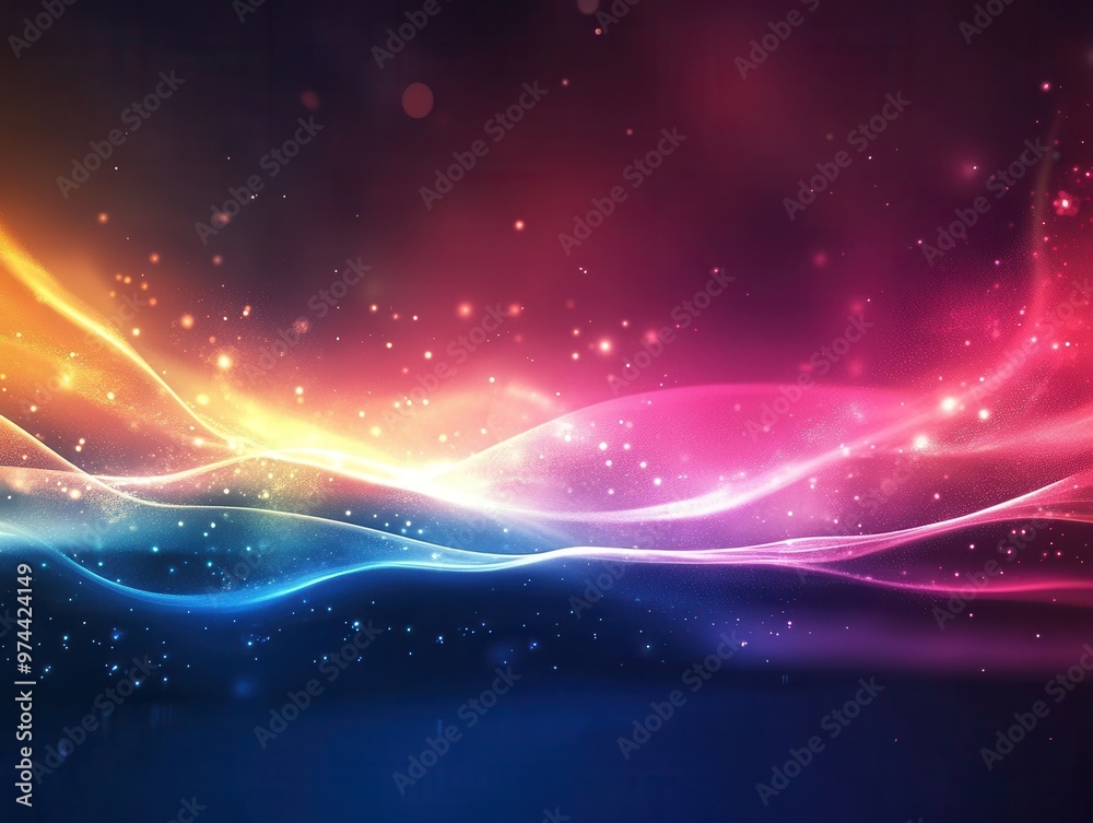 Fototapeta premium Colorful abstract waves blend beautifully, creating a mesmerizing background of light and motion in vibrant hues.