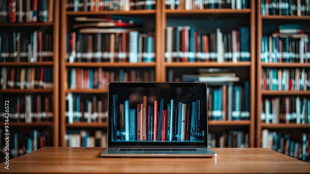 Laptop in a Library Laptop in a Library