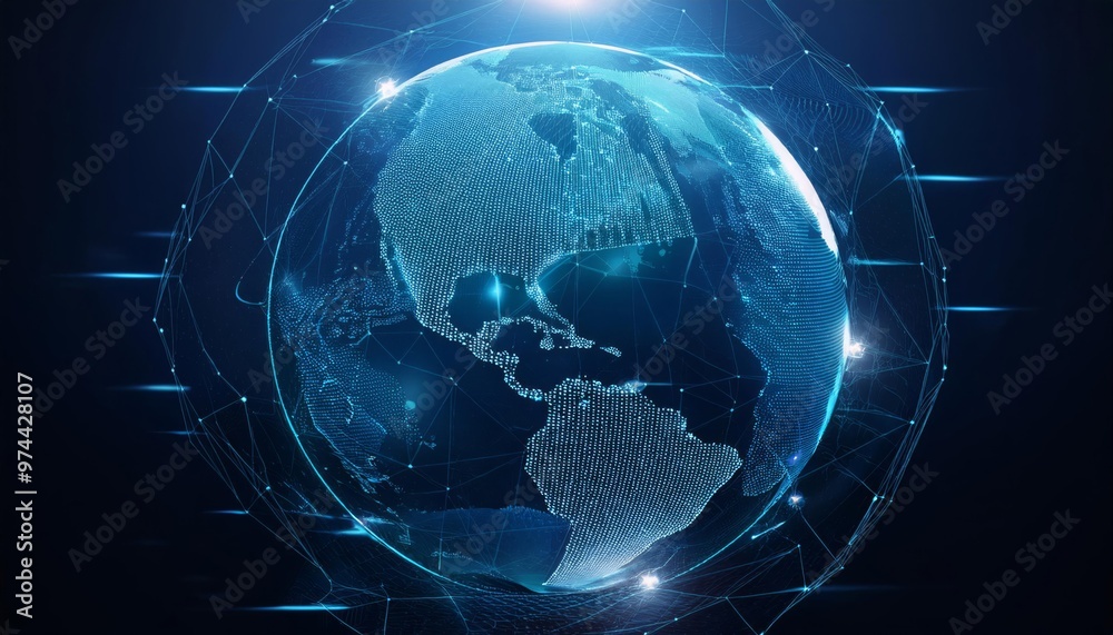 Abstract digital globe with global network connections Abstract digital globe with global network connections