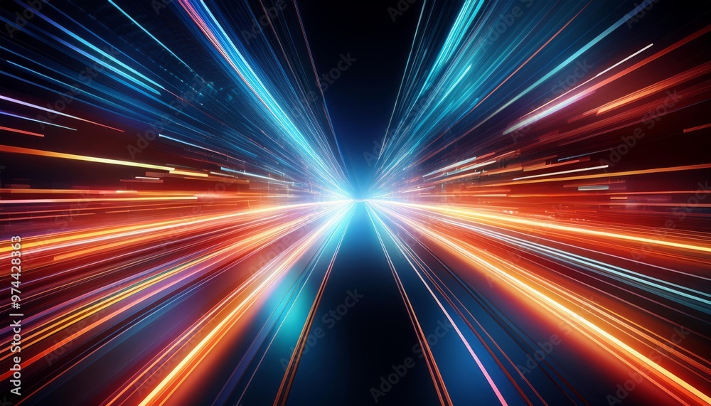 Obraz premium Dynamic motion light trails in a futuristic technology pattern