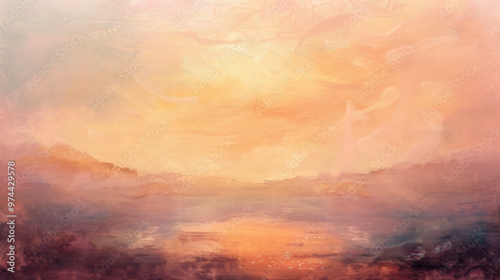 Naklejka premium Impressionistic Sunset Over a Lake