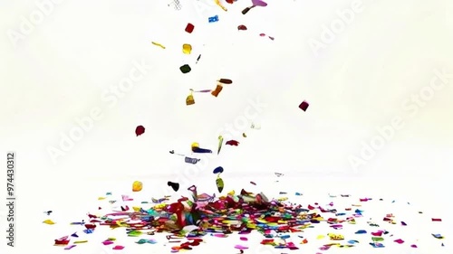 Colorful Confetti Falling Against a White Background