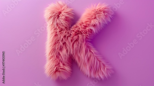 fur letter K on pink and purple background