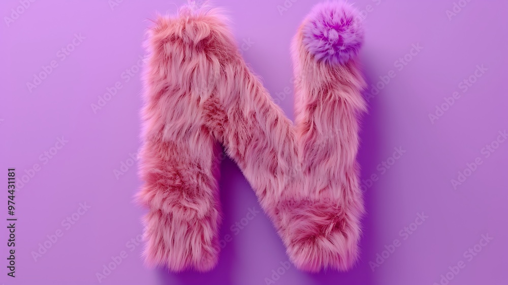 fur letter N on pink and purple background fur letter N on pink and purple background