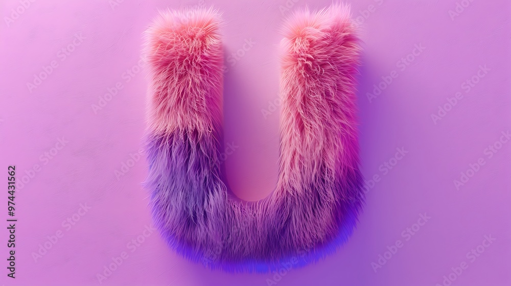 fur letter U on pink and purple background fur letter U on pink and purple background