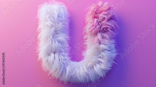 fur letter U on pink and purple background