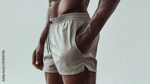 Athletic shorts with minimalist design and elastic waistband for active wear.