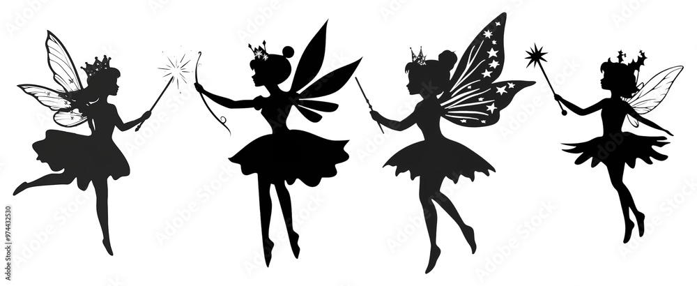 Silhouettes of fairy on a transparent background Silhouettes of fairy on a transparent background