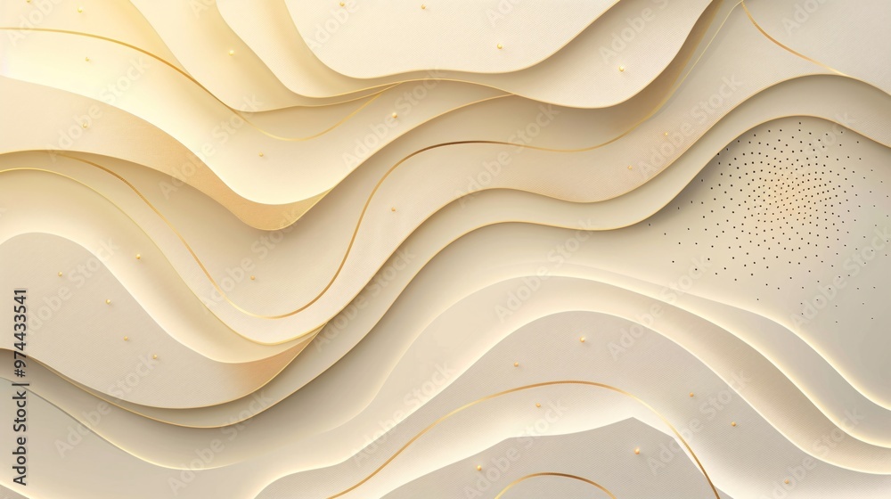 Obraz premium Elegant cream shade background with line golden elements