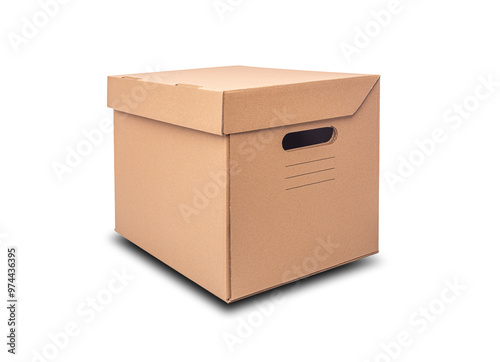Cardboard box isolated on a white background.