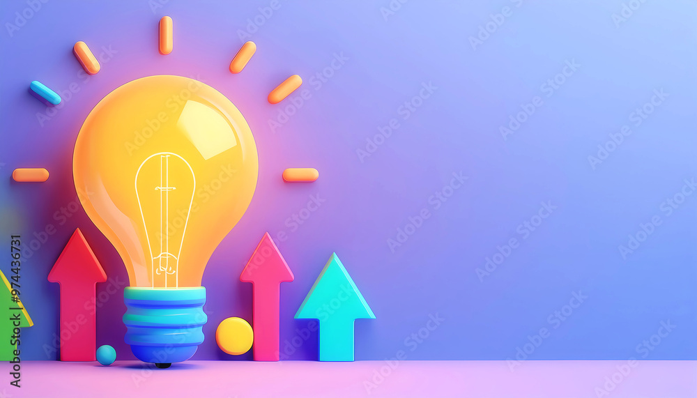 A vibrant light bulb symbolizing creativity and growth, surrounded by colorful arrows on a pastel background. A vibrant light bulb symbolizing creativity and growth, surrounded by colorful arrows on a pastel background.
