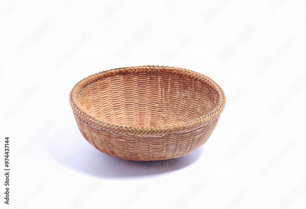 Empty wicker basket isolated on white background. Hand made Natural Wicker basket isolated Empty wicker basket isolated on white background. Hand made Natural Wicker basket isolated