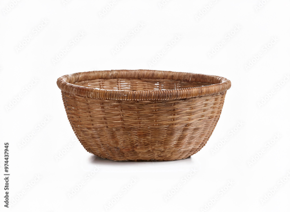 Empty wicker basket isolated on white background. Hand made Natural Wicker basket isolated Empty wicker basket isolated on white background. Hand made Natural Wicker basket isolated
