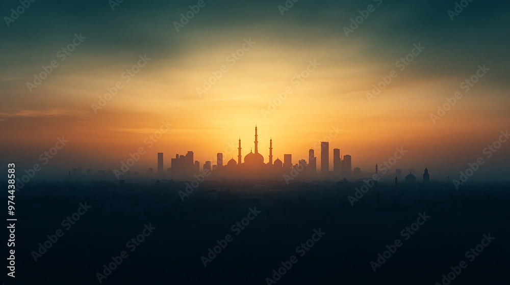 Abstract Background with Subtle Silhouette of Mosque Abstract Background with Subtle Silhouette of Mosque