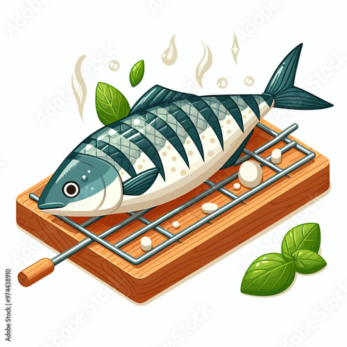 Vector image of a grilled fish