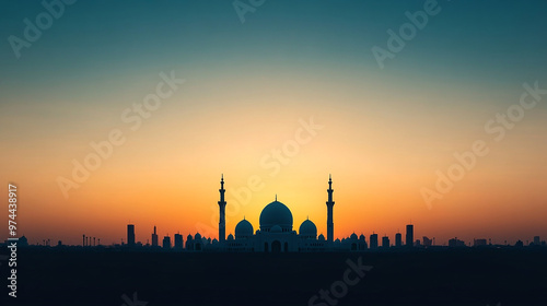 Abstract Background with Subtle Silhouette of Mosque