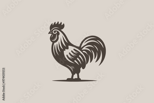 Rooster. vintage old retro logo, emblem, sign, icon