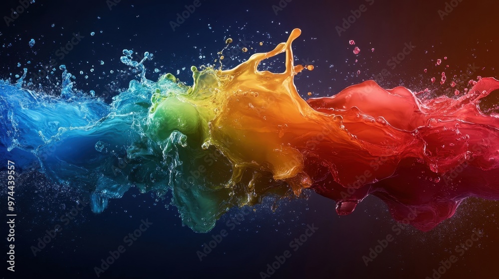 Obraz premium Surreal liquid rainbow, abstract splash, futuristic tones