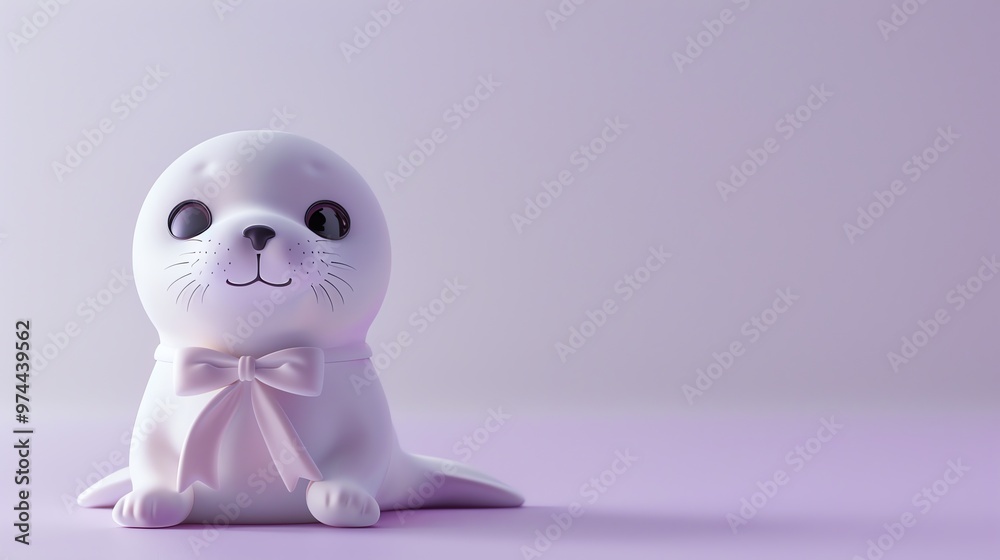 A cartoon seal with big eyes looks at the camera. A cartoon seal with big eyes looks at the camera.