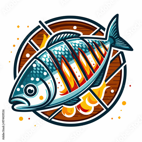 Vector image of a grilled fish