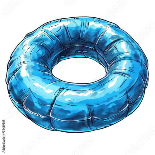 Rubber Swimming Ring Hand-Drawn Float Isolated on Transparent or White Background, PNG photo