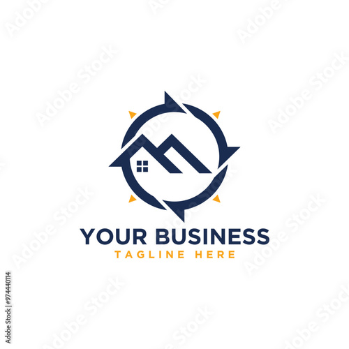 Real Estate agent logo design template with compass