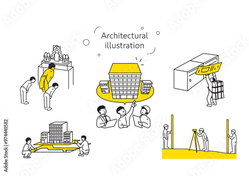 Construction illustration set: Planning centered 2
