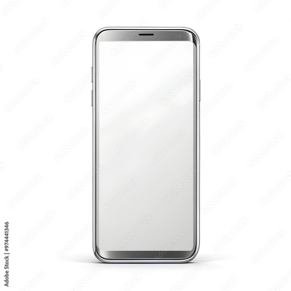 Mobile phone with blank white screen. Modern cell phone 3d blank screen, Realistic smartphone mockup on a white background Mobile phone with blank white screen. Modern cell phone 3d blank screen, Realistic smartphone mockup on a white background