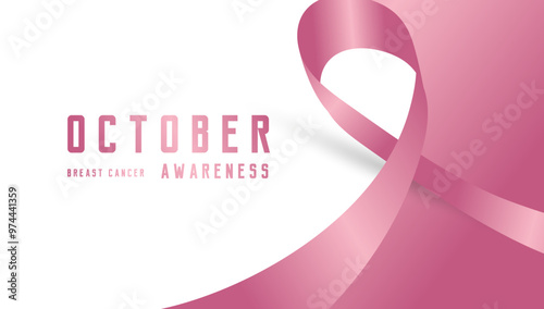 A Pink Heart ribbon with text Breast cancer awareness. Breast Cancer Awareness banners design. Breast Cancer Awareness Month. Pink October. Breast cancer awareness