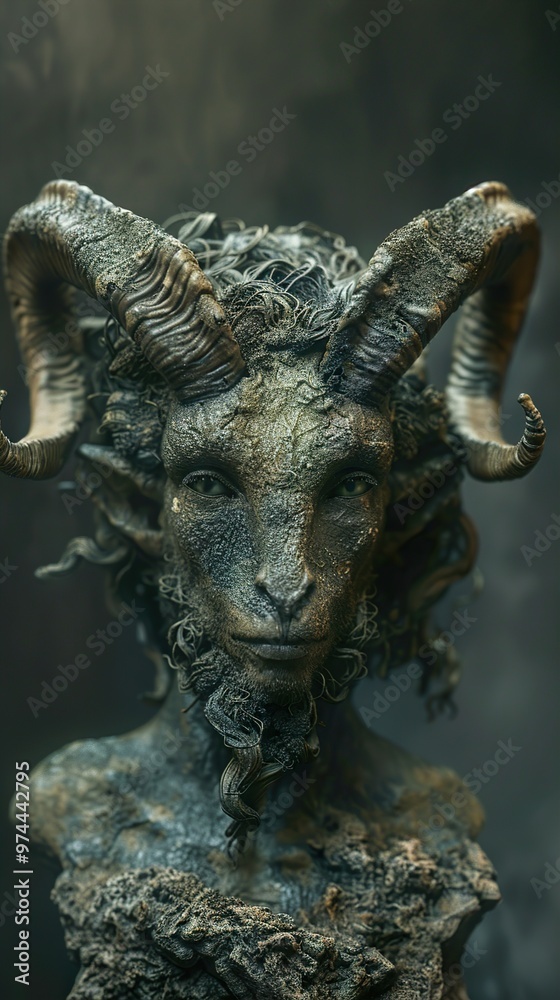 Detailed Sculpture of a Mythical Goat Creature Detailed Sculpture of a Mythical Goat Creature