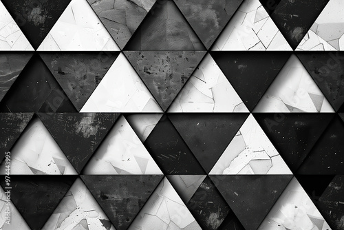 Abstract background 3D art concepts, simple black and white traingle shapes, modern abstract art. photo