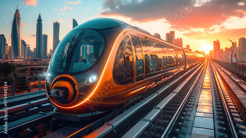 High speed modern train in ...