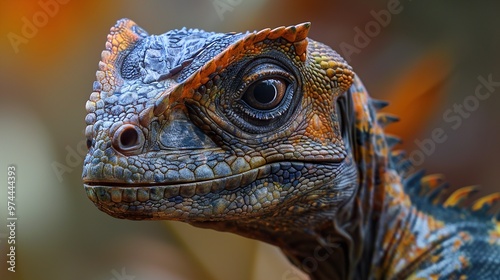 Close-Up Portrait of a Lizard with Intricate Scales