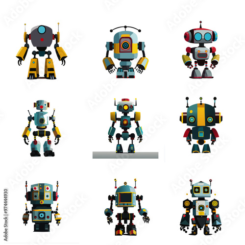 set of cartoon robots