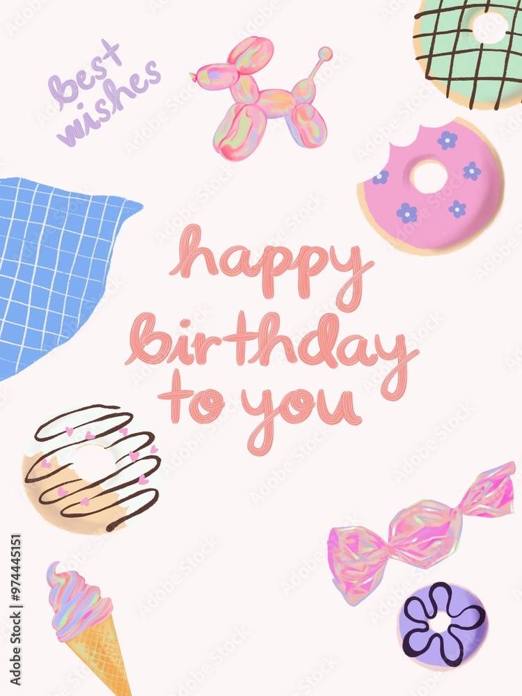 Cute background with donut sweet picnic illustrations for banners Cute background with donut sweet picnic illustrations for banners