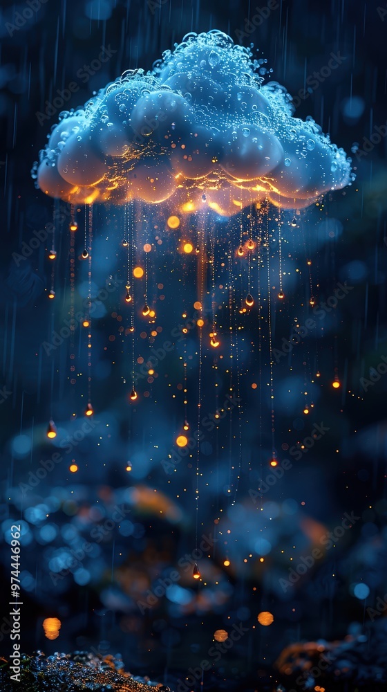 AI-powered system visualizing weather changes in real-time, creating abstract digital representations of wind and rain, [computer vision], [meteorological AI].