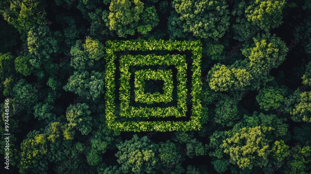 Obraz premium nature green forest top view. Selective focus
