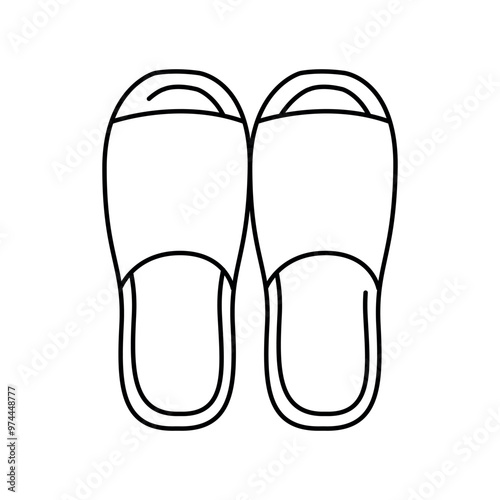 Pair of bath slippers icon. Vector isolated element.