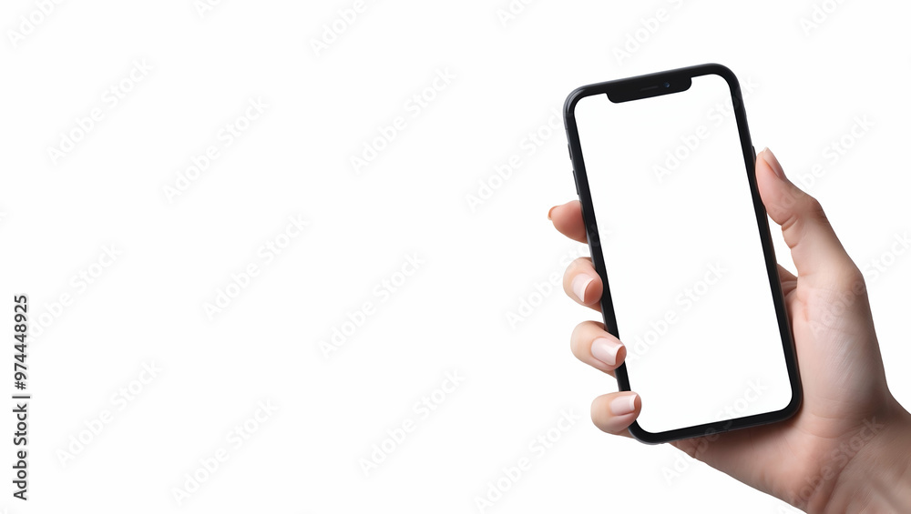 Hand Holding Smartphone on White Background Hand Holding Smartphone on White Background