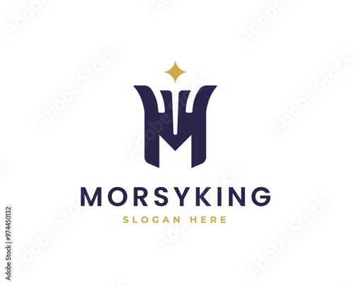 Elegant Letter M Logo with Crown Icon for Royalty, Luxury, and Branding Design Vector Illustration
