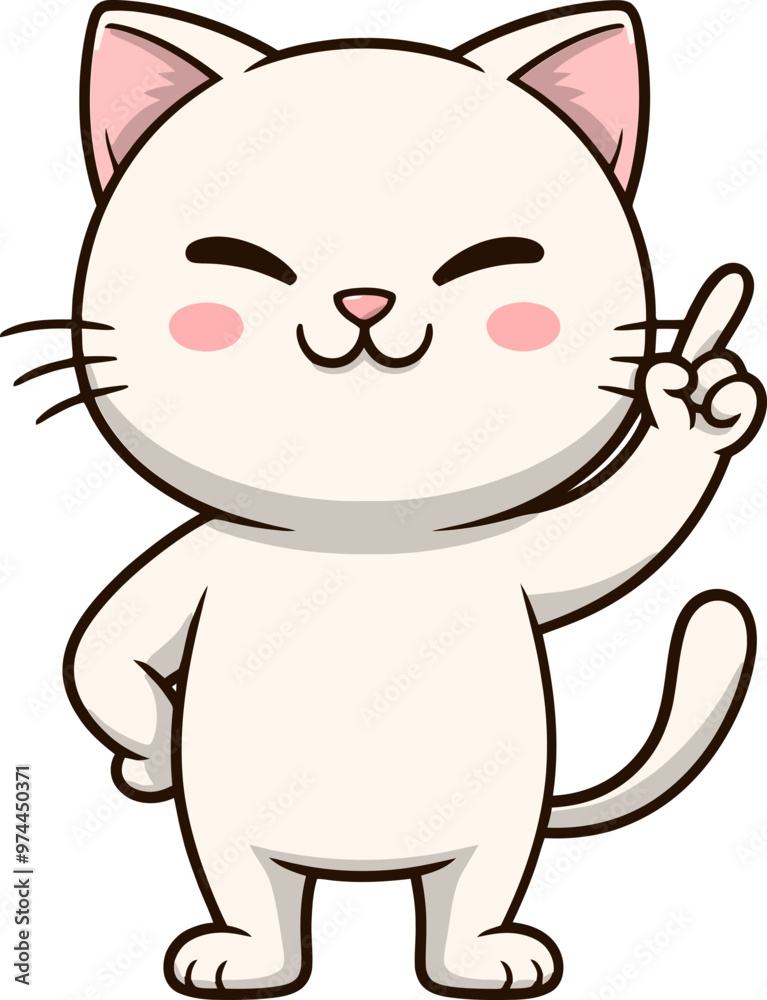 Obraz premium 위를 가리키는 귀여운 고양이 일러스트