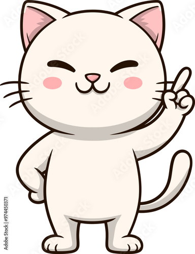 위를 가리키는 귀여운 고양이 일러스트