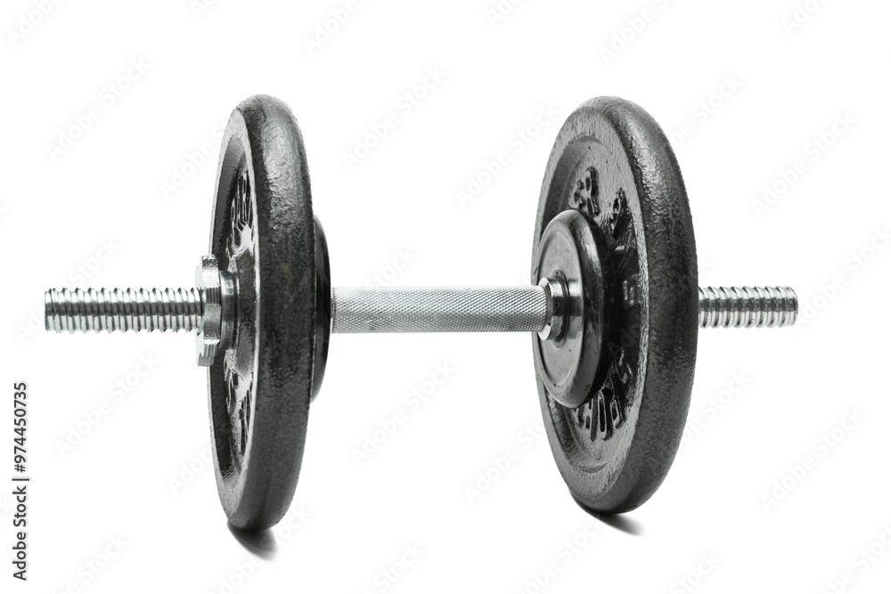 Metal dumbbell isolated on white background Metal dumbbell isolated on white background