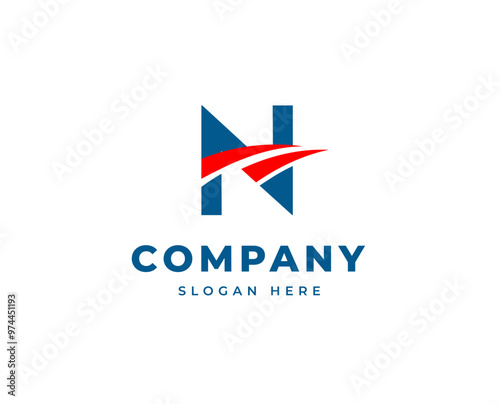 Free Download Modern Letter N Logo with Dynamic Swoosh for Branding and Corporate Identity Design Vector Illustration - GFXLoad